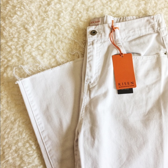 Frayed Culottes Jeans WHITE wide Leg - Picture 2 of 13